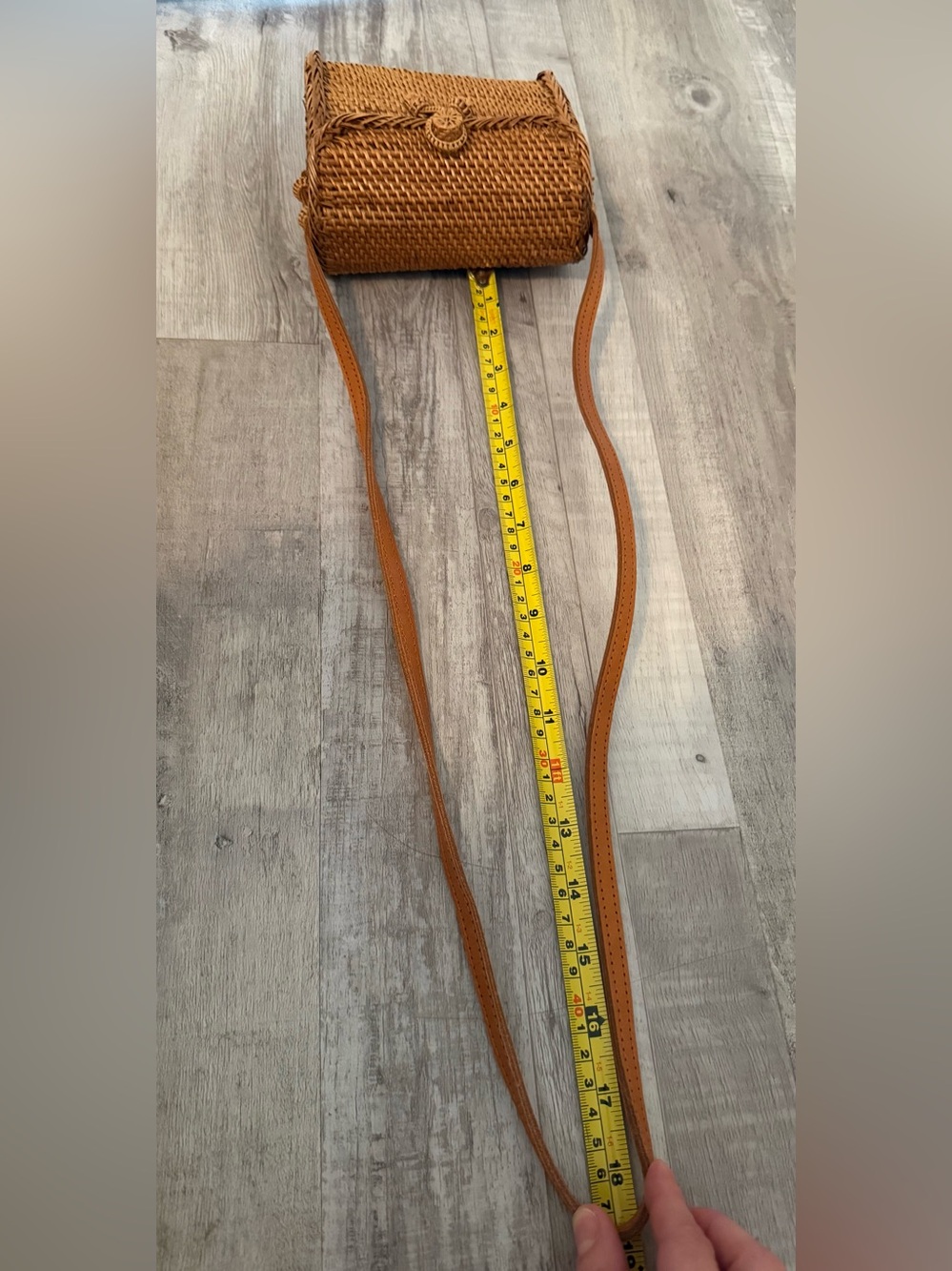 Mini Woven Straw Crossbody Bag - Leather Strap - Picture 9 of 13